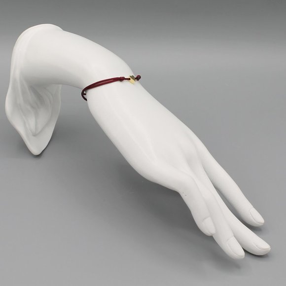 Heart burgundy gold string bracelet adjustable - Picture 6 of 7